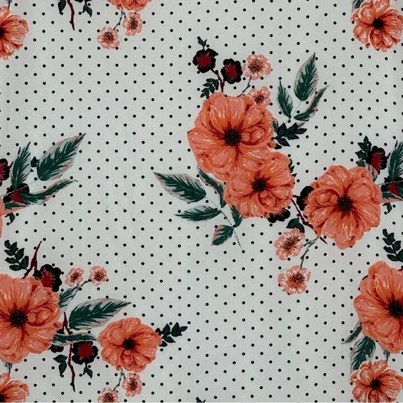 Van Heusen M Medium Shirt‎ Top White Coral Pink Floral Short Sleeve Round Neck - Picture 2 of 7